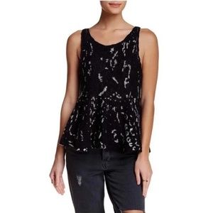 EUC Free People Black Side By Side Flare Peplum Knit Tank Top Medium